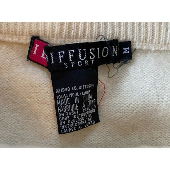 I B Diffusion Wool Sweater Skirt, Medium Cream Black Vintage Metal Beads - Picture 2 of 6